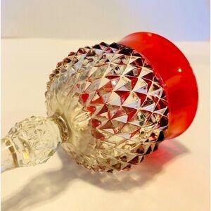 Indiana Glass Diamond Point Wine Juice Glass with Ruby Band